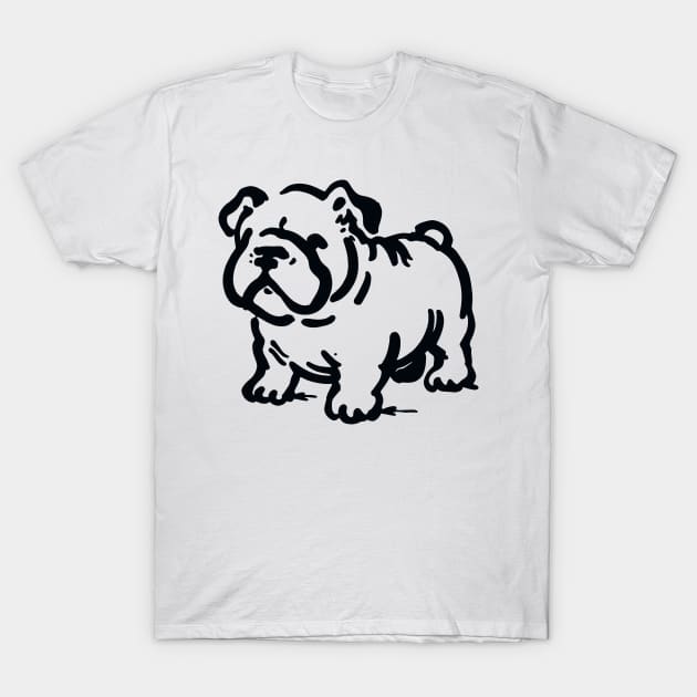 Stick figure bulldog in black ink T-Shirt by WelshDesigns